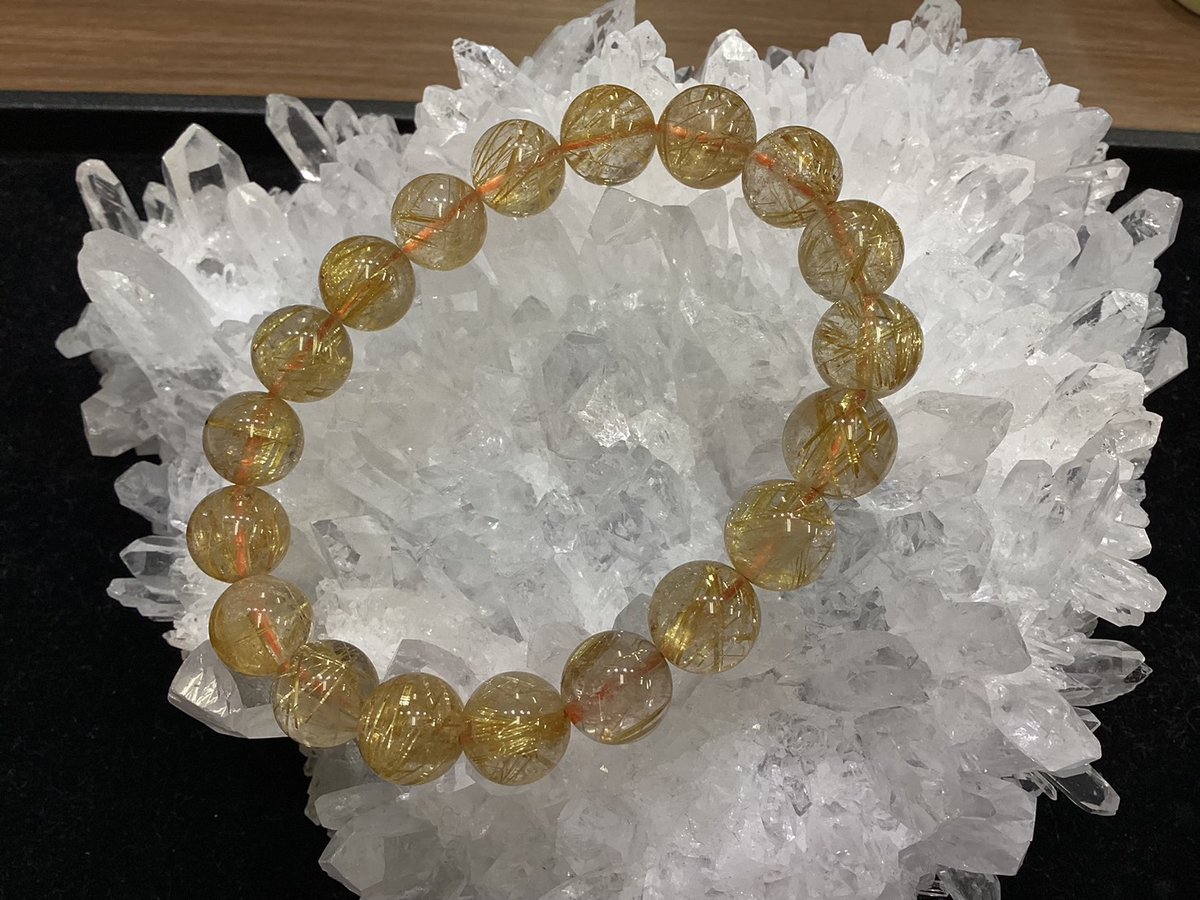 高品質】ブラジル産ゴールドルチルAAAAA 約11㎜珠 手首サイス約18