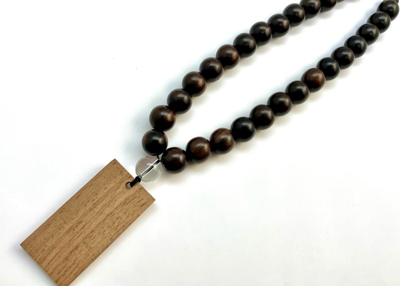 ☆木札別売り☆太め数珠ネックレス☆黒檀ベース数珠ネックレス
