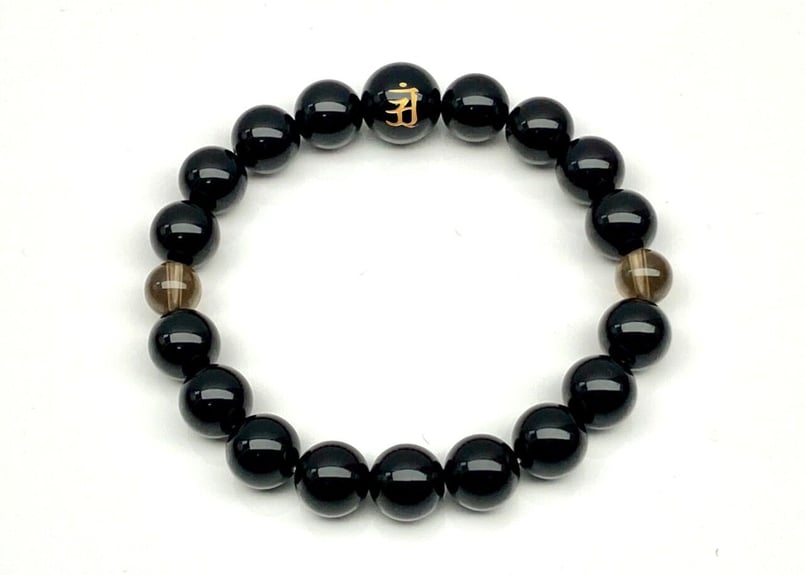 守護】梵字入りオニキス腕輪念珠【辰年 巳年 普賢菩薩 アン