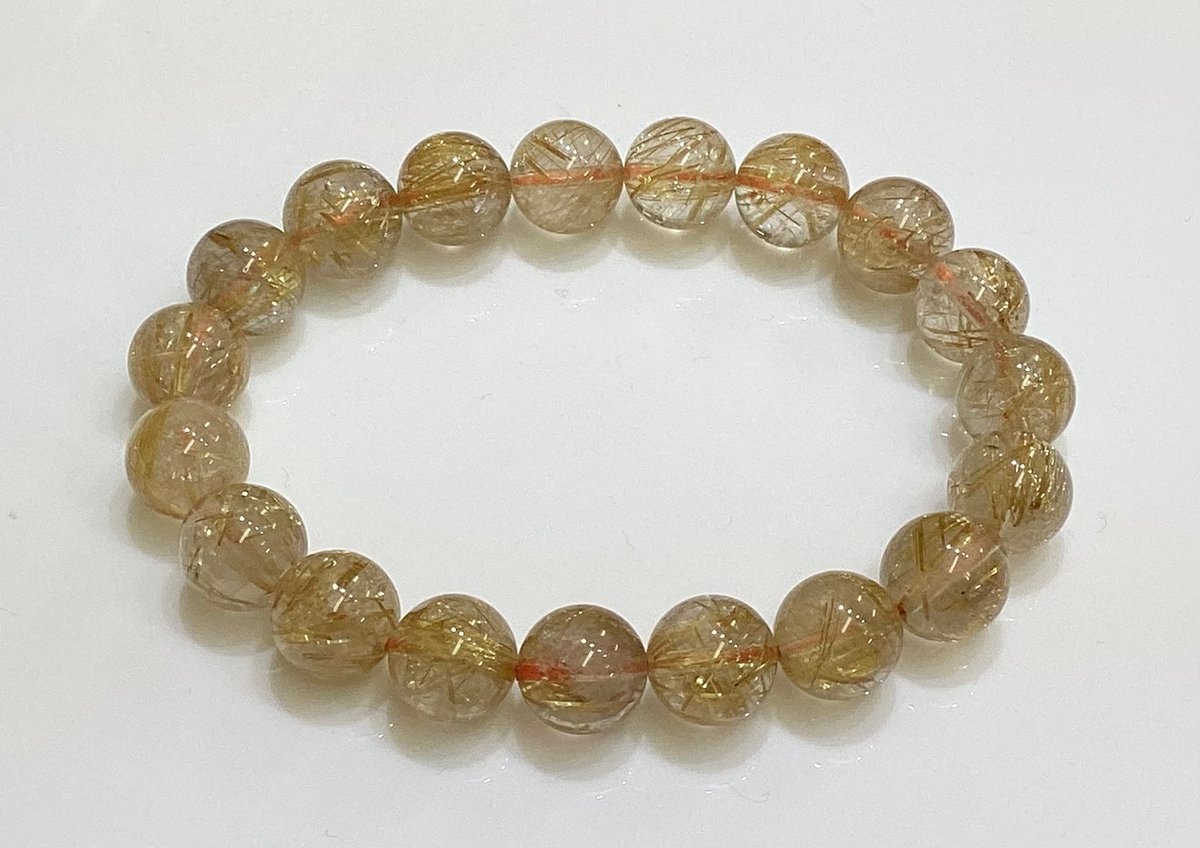 高品質】ブラジル産ゴールドルチルAAAAA 約11㎜珠 手首サイス約18