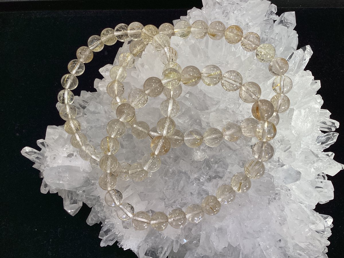 特価】ブラジル産ゴールドルチルクォーツAA 8㎜玉ブレスレット