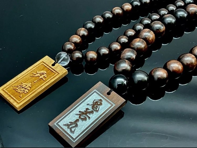 ☆木札別売り☆【極太黒檀】鬼若丸☆数珠ネックレスのみ☆祭