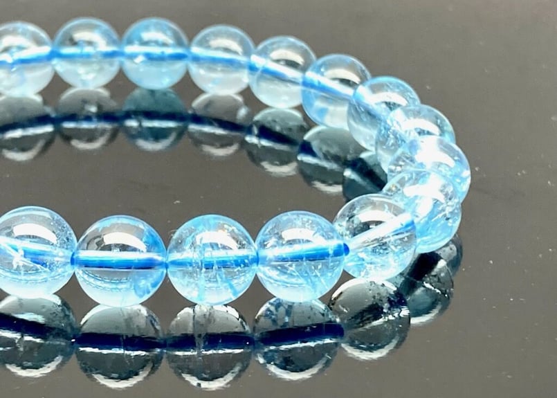 必要な物を引き寄せる石】☆ブルートパーズ8㎜ 手首サイズ 約15.5
