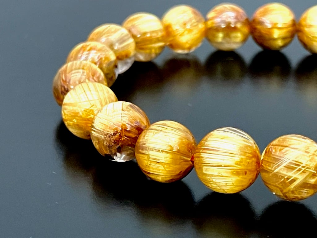 ロイヤルグレード】ゴールドタイチンルチル AAAAA 9～9.5mm | 数珠屋粋鳳