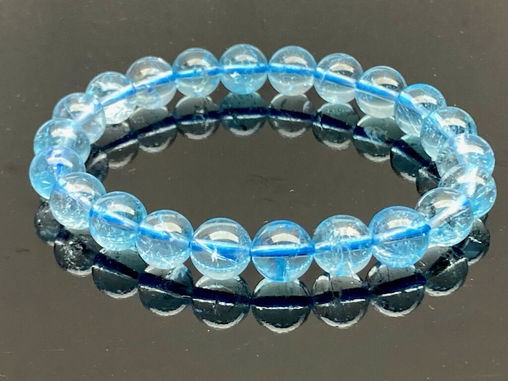 必要な物を引き寄せる石】☆ブルートパーズ8㎜ 手首サイズ 約15.5
