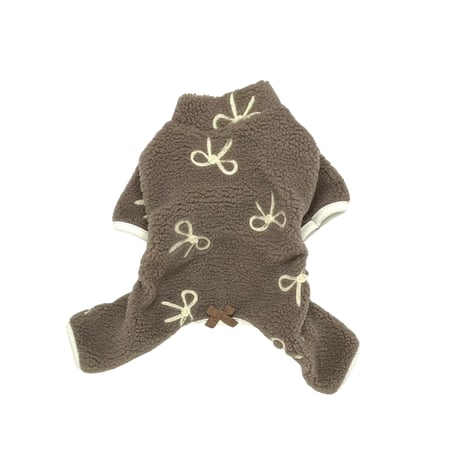 リボン刺繍ボアロンパース