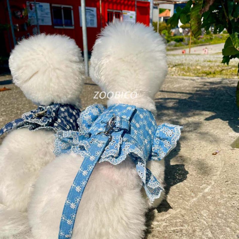 デニムフラワー ハーネス&リードSET | shubeans_petstyle STORE