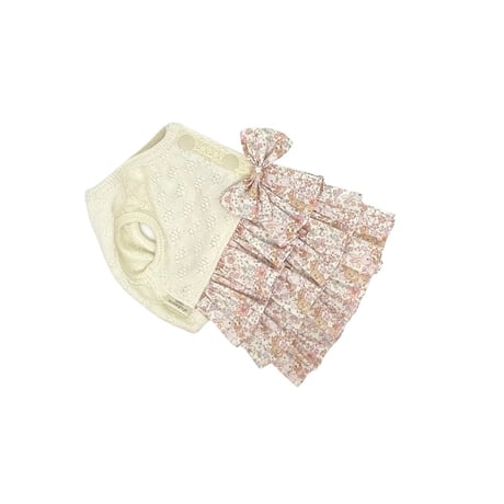 【7月6日発送】SHUBEANSオリジナル うさぎと小花柄のティアードフリルワンピース