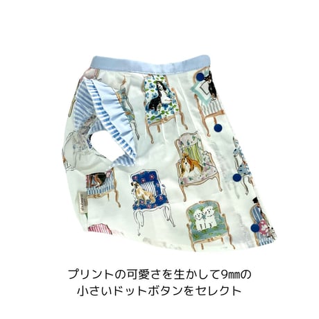 ドッグフレンズプリント 背中開きブラウス