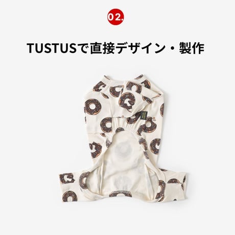 TUSTUSオリジナル ドーナツドッグ柄オールインワン