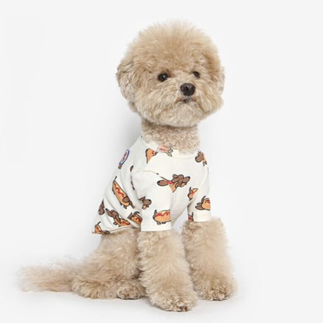 TUSTUSホットドッグプリント Tシャツ