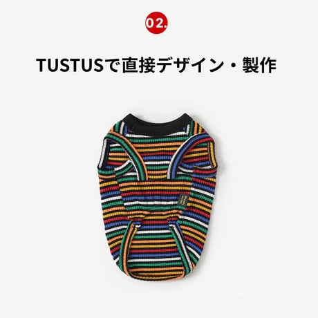 TUSTUSブラックカラーストライプ タンクトップ