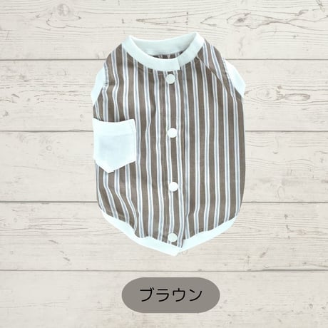 シュービーンズオリジナル　先染めストライプバックオープントップス