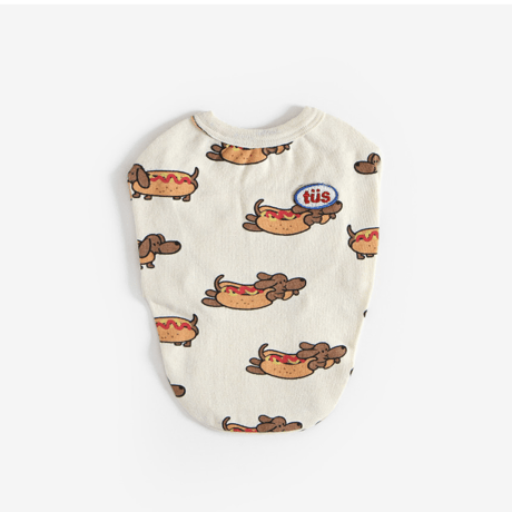 TUSTUSホットドッグプリント Tシャツ