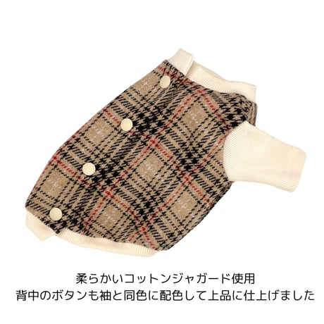 SHUBEANSオリジナル背中開きジャガードチェックカーディガン