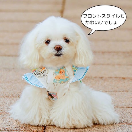 ドッグフレンズプリント 背中開きブラウス