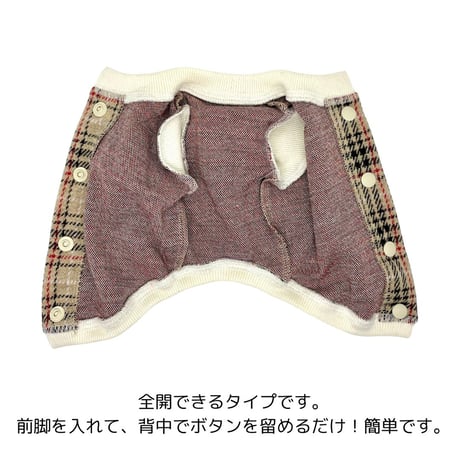 SHUBEANSオリジナル背中開きジャガードチェックカーディガン
