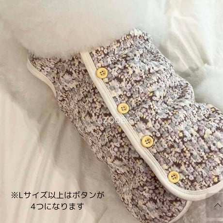 コットンキルト小花柄背中開きベスト
