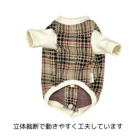 SHUBEANSオリジナル背中開きジャガードチェックカーディガン