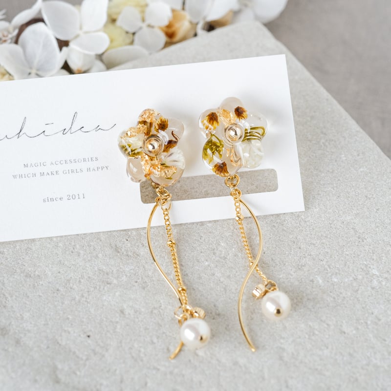 花形イヤリング silver single flower motif earring / pierce | I