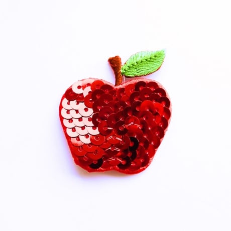 アイロンワッペン【スパンコール りんご Apple】アメリカ