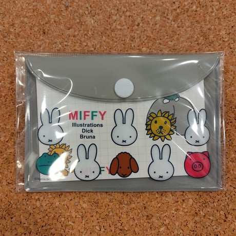 ミッフィ　ケース付メモ　グレー　スクエア