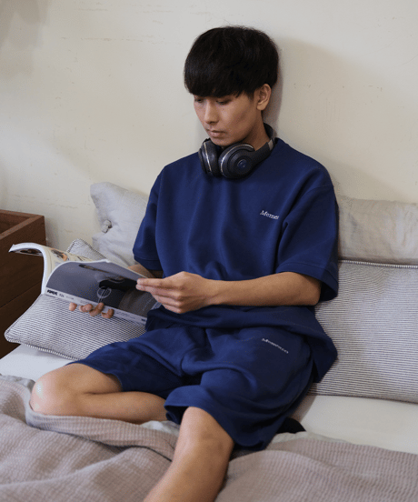【Navy】short sleeve sweat tee