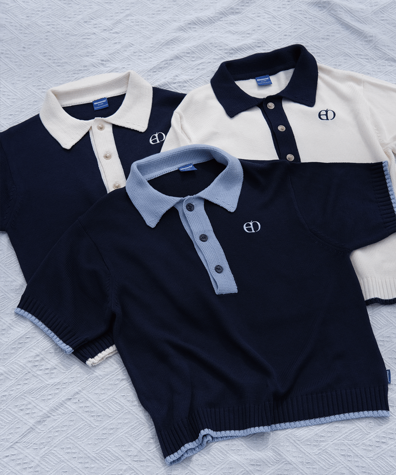 Ivory×Navy】polo knit | Memento