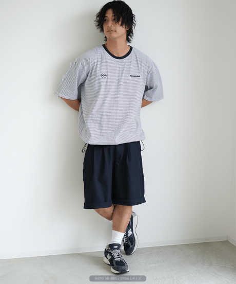 【White】裾ドローコード border tee