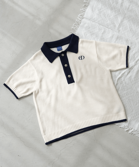 【Ivory×Navy】polo knit