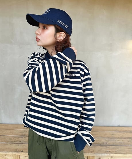 【Beige】border L/S polo