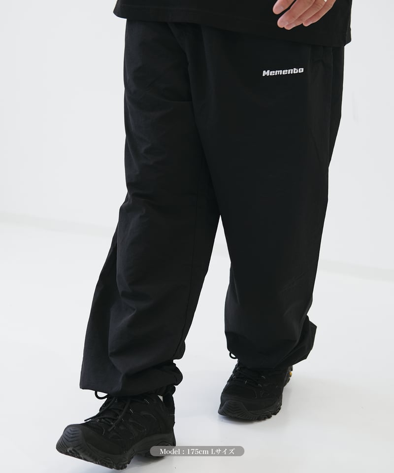 ナゴンスタンス トラックパンツ Black awasa cotton silk side snap track pants black