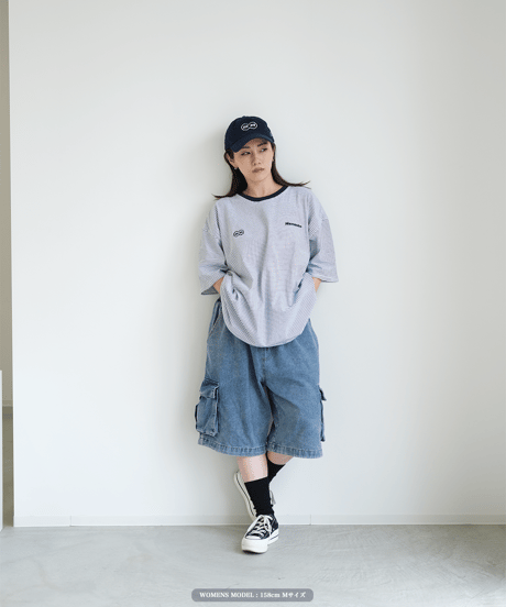 【White】裾ドローコード border tee