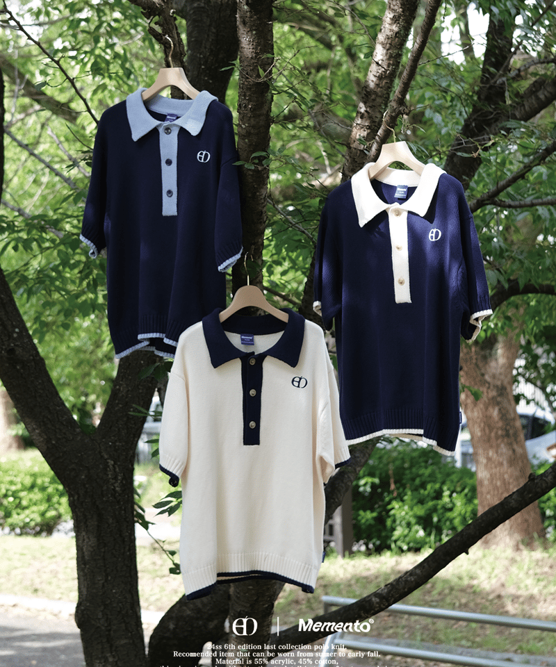 Navy×Ivory】polo knit | Memento