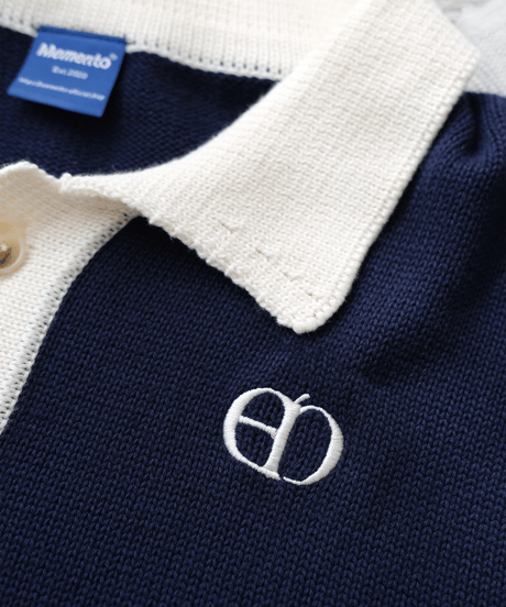 【Navy×Ivory】polo knit