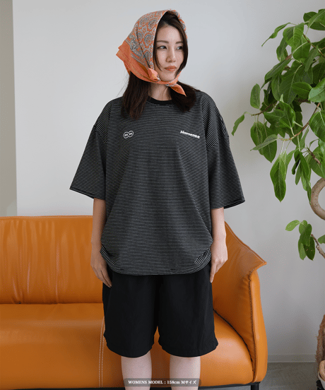 【Black】裾ドローコード border tee