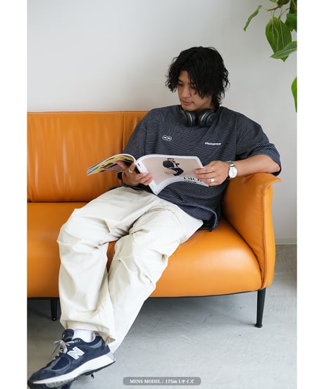 【Navy】裾ドローコード border tee
