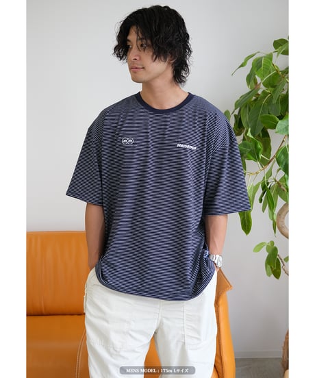 【Navy】裾ドローコード border tee