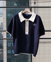 【Navy×Ivory】polo knit