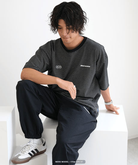 【Black】裾ドローコード border tee