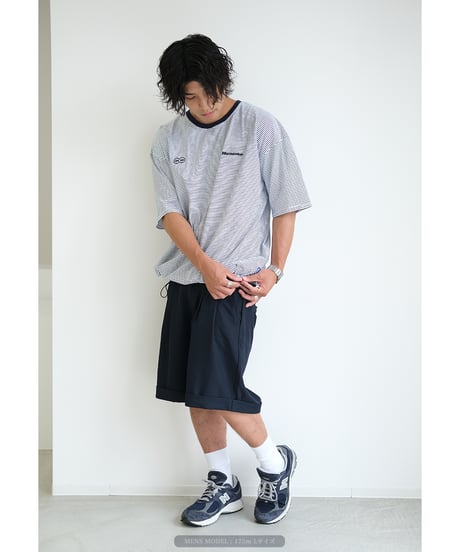 【White】裾ドローコード border tee