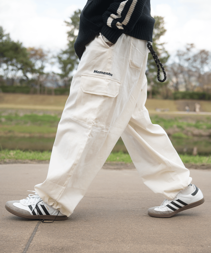 パンツ POPPY GATHER RIBBON CARGO PANTS (WHITE) POPPY GATHER RIBBON CARGO PANTS (WHITE)
