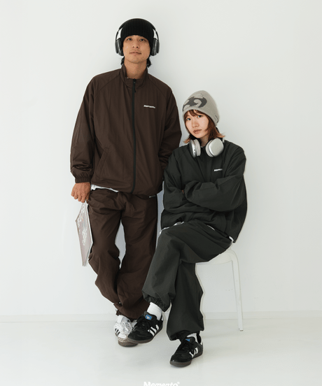 【Brown】nylon track jacket