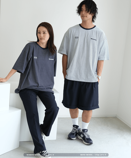 【White】裾ドローコード border tee