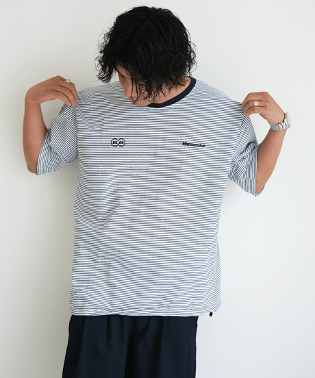 【White】裾ドローコード border tee