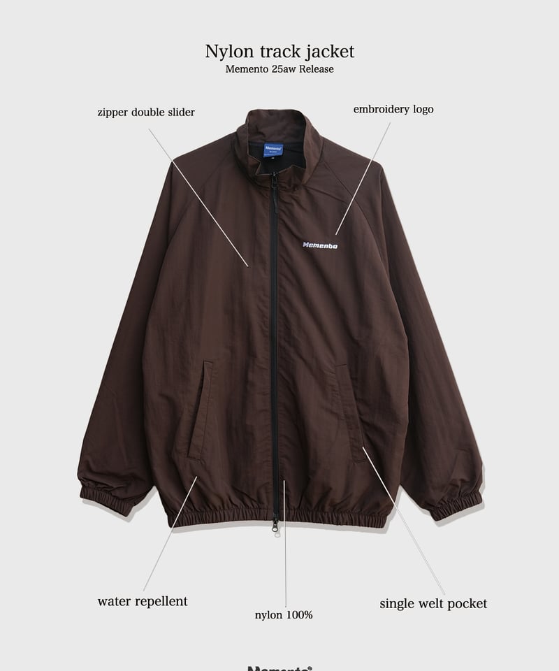 Brown】nylon track jacket | Memento