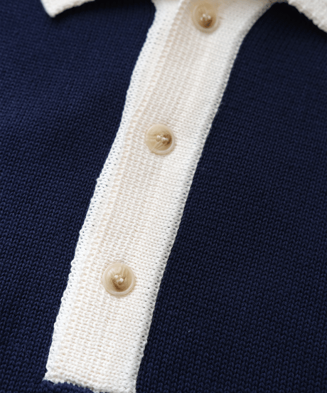 【Navy×Ivory】polo knit