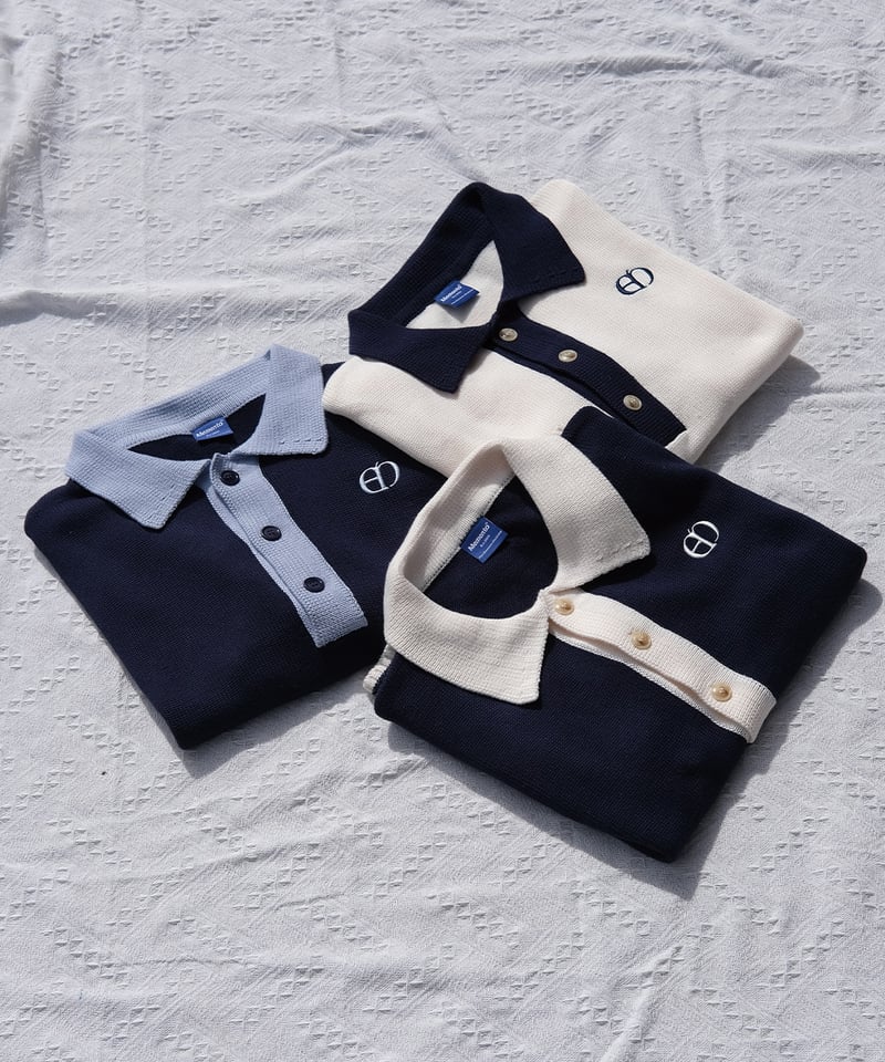 memento ポロニット Ivory×Navy】polo knit | Memento