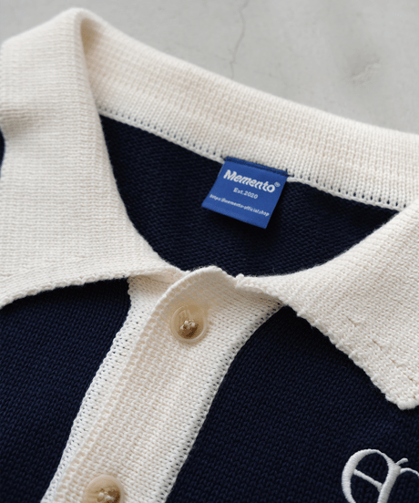【Navy×Ivory】polo knit