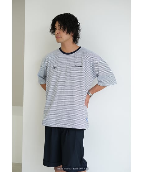 【White】裾ドローコード border tee